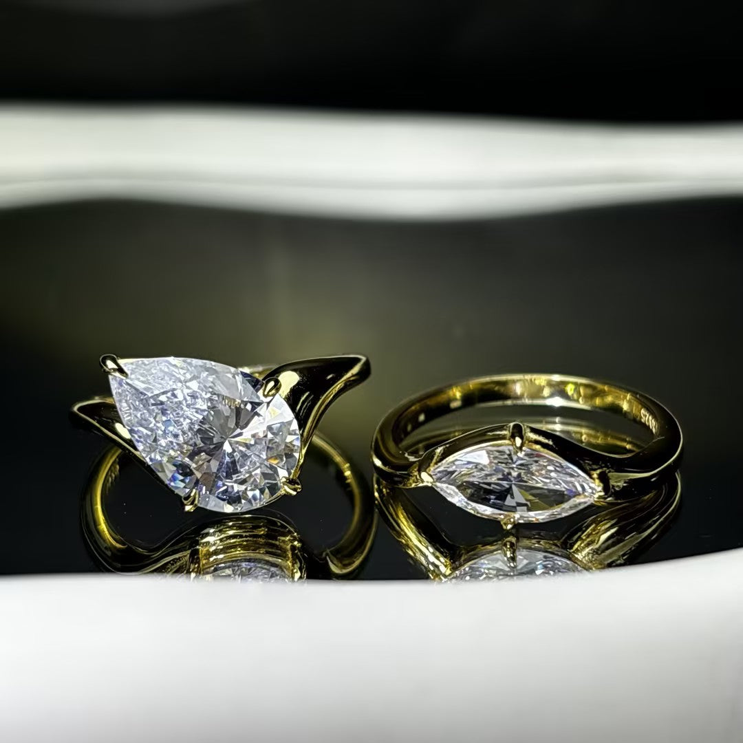 4.18Ctw Pear-shaped marquise double stone ring