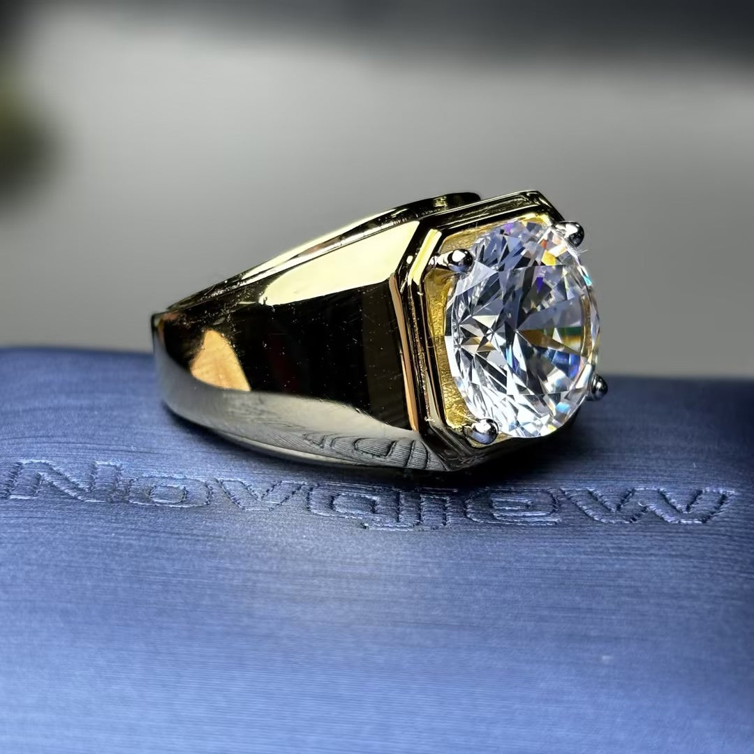 3Ct single round stone men's engagement ring