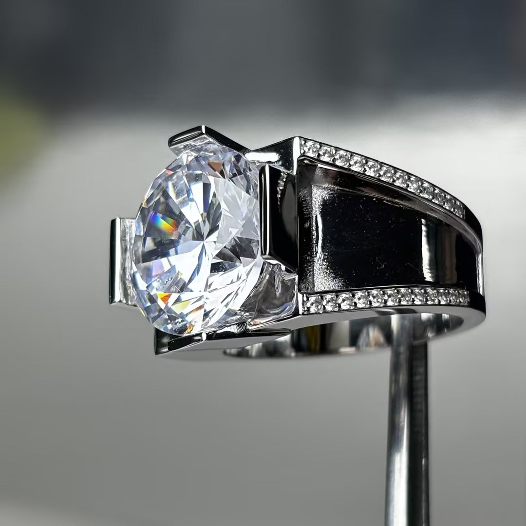 9.25Ctw round-cut men's gemstone engagement ring