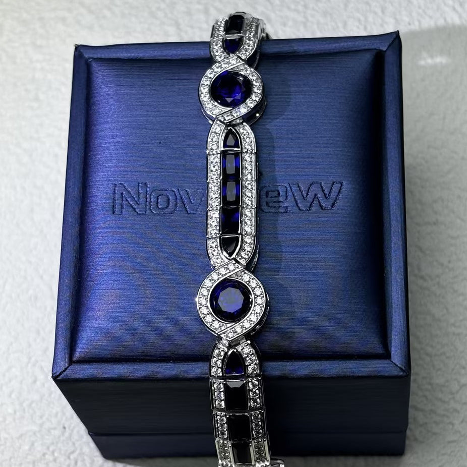 11Ctw Art Deco Style Ruby and Blue Gemstone Bracelet