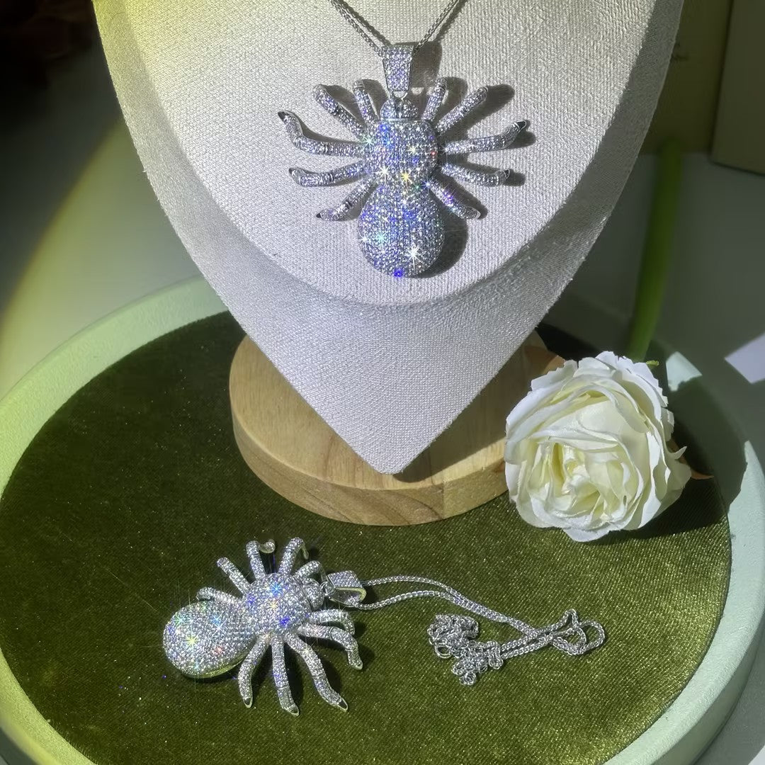 10ctw Round Cut Hip Hop Style Gemstone Tarantula Pendant