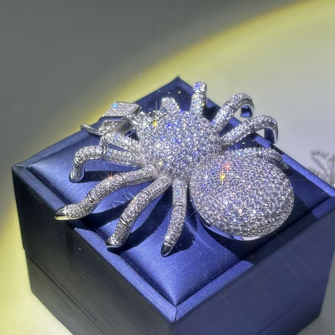 10ctw Round Cut Hip Hop Style Gemstone Tarantula Pendant