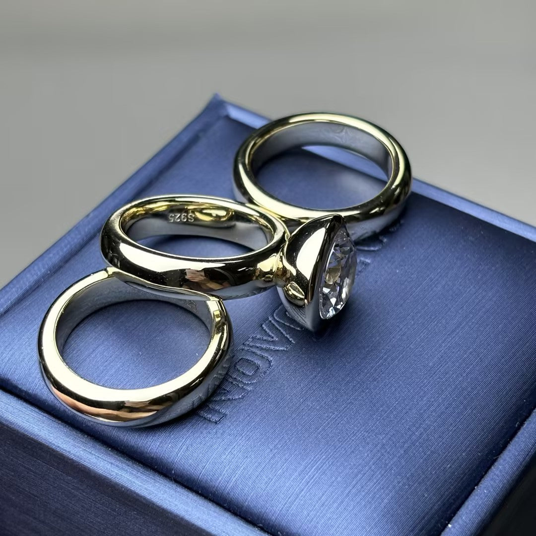 4.0Ct bezel-set wide-bezel gemstone engagement ring