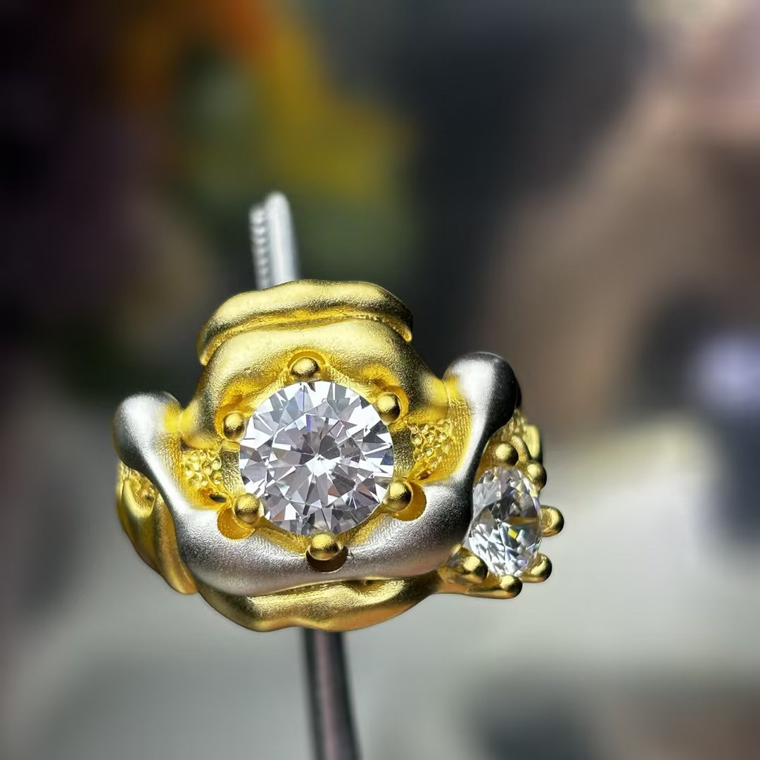 2.0Ctw Round Cut Gemstone Irregular Art Ring