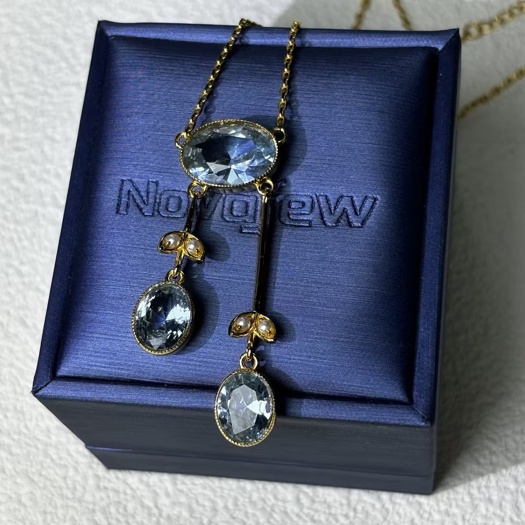 6Ctw Oval Aquamarine Pendant Necklace