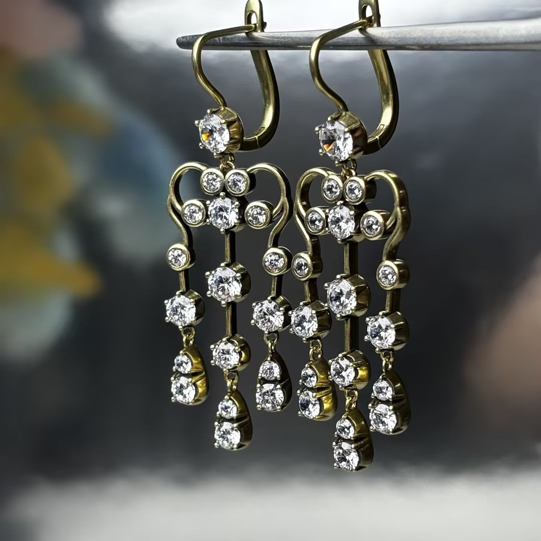 4.21Ctw Vintage Cut Pendant Earrings