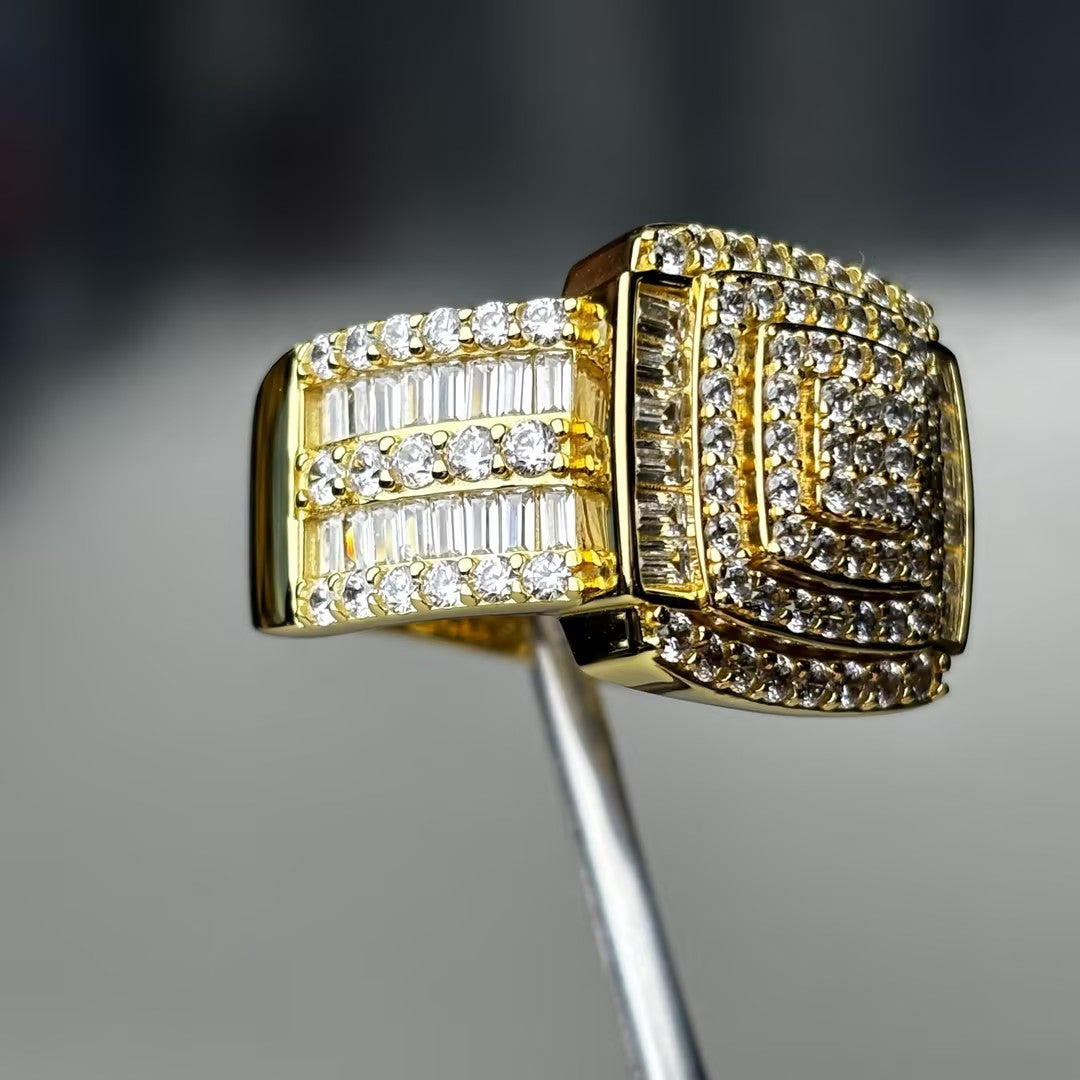 2.33ctw Baguette Round Gemstone Cluster Men's Ring