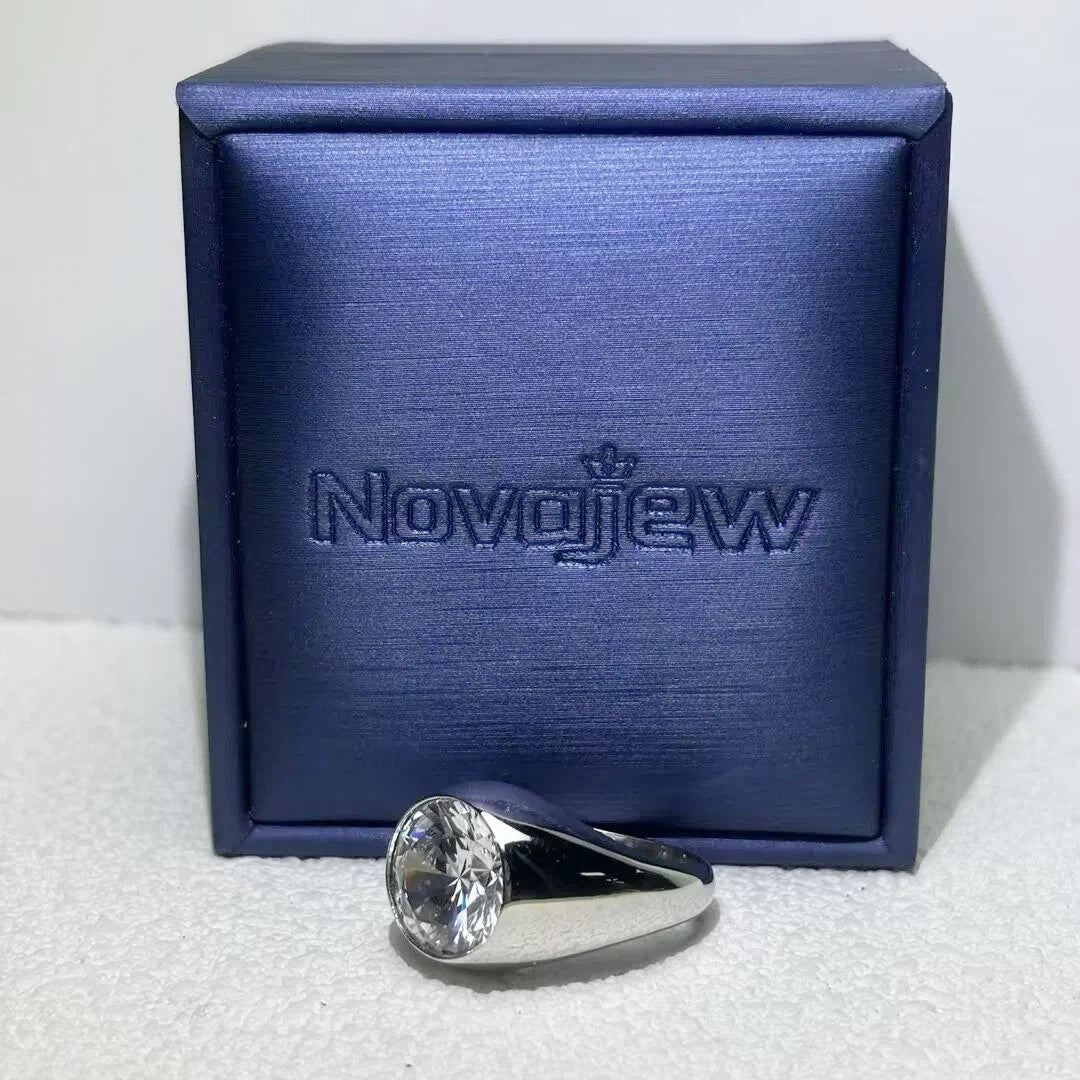 3Ct single round stone bezel-set engagement ring