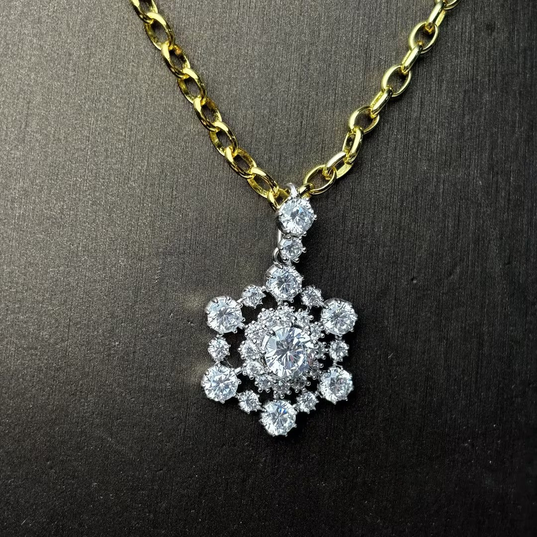 4.25 carat antique gemstone pendant necklace with exquisite old mine cut stones.