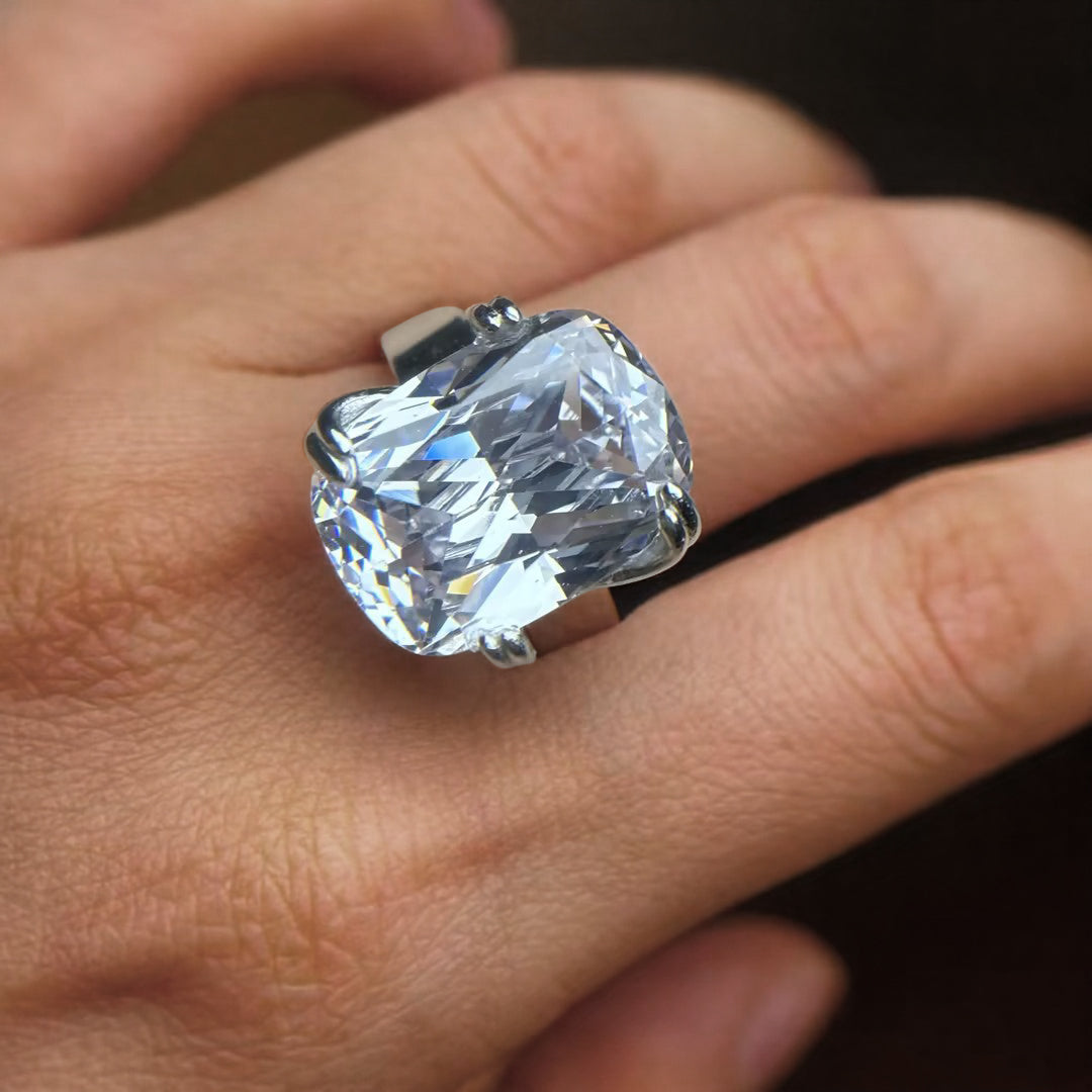 18Ctw Large Cushion-Shaped Solitaire Ring