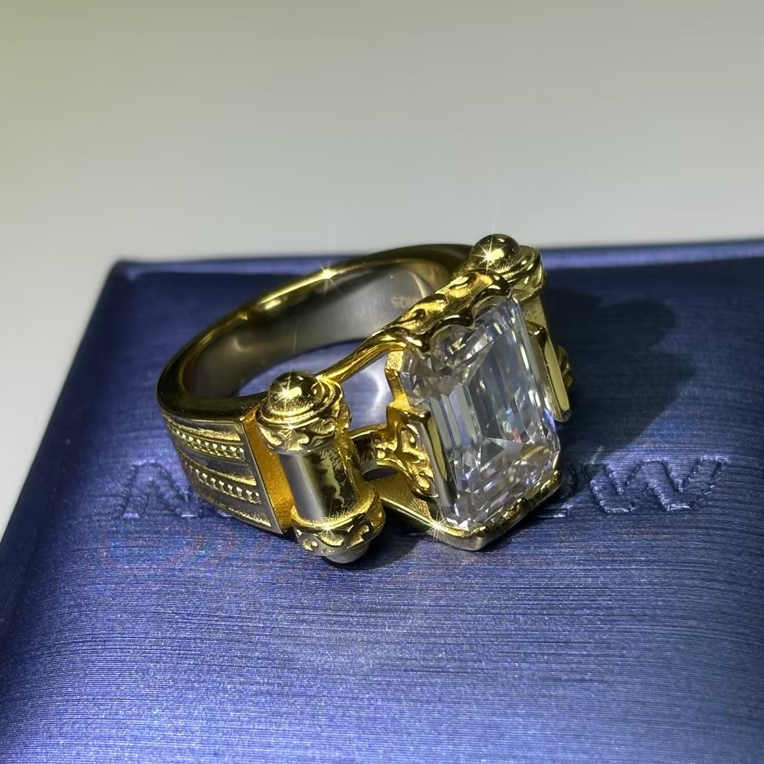 4.0ct Emerald-Cut Bullet-Shaped Ring