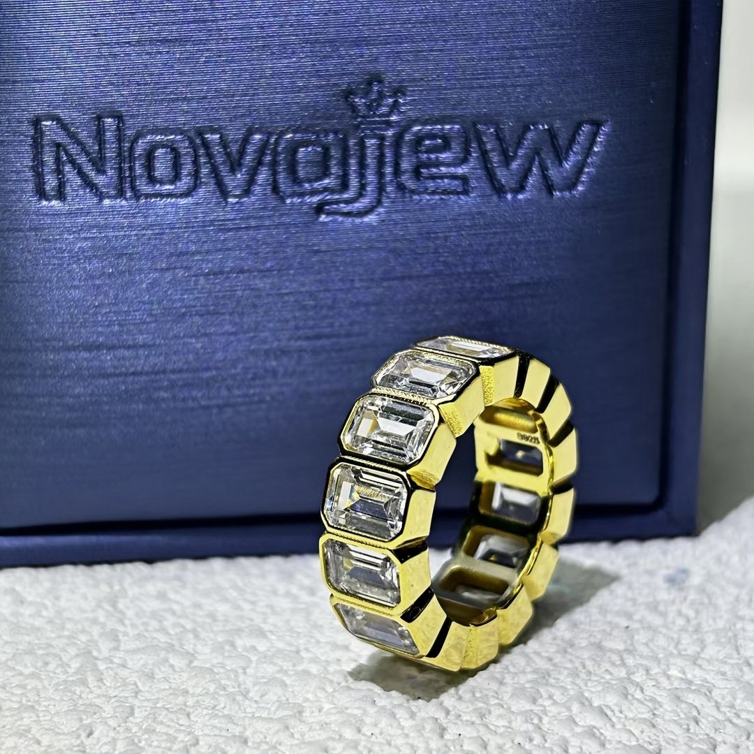 10.4ctw Emerald Cut Gold Eternity Row Ring
