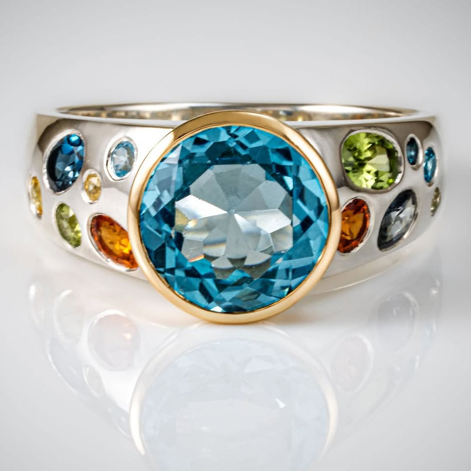 2.5 CTW Round Cut Blue Cubic Zirconia Modern Art 925 Sterling Silver Ring-NOVAJEW