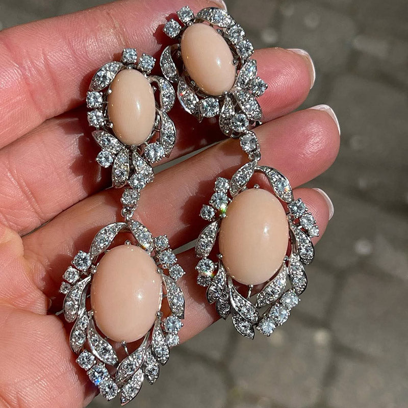 Coral brooch and earrings