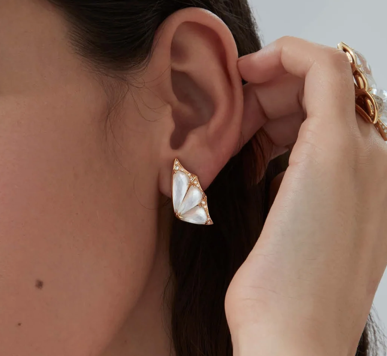 White Crystal Nightcrawler Ring, Necklace, and Earring Set