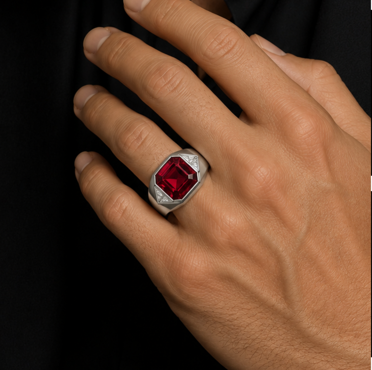 6CT Octagon Cut Ruby Cubic Zirconia Minimalist 925 Sterling Silver Ring-Novajew