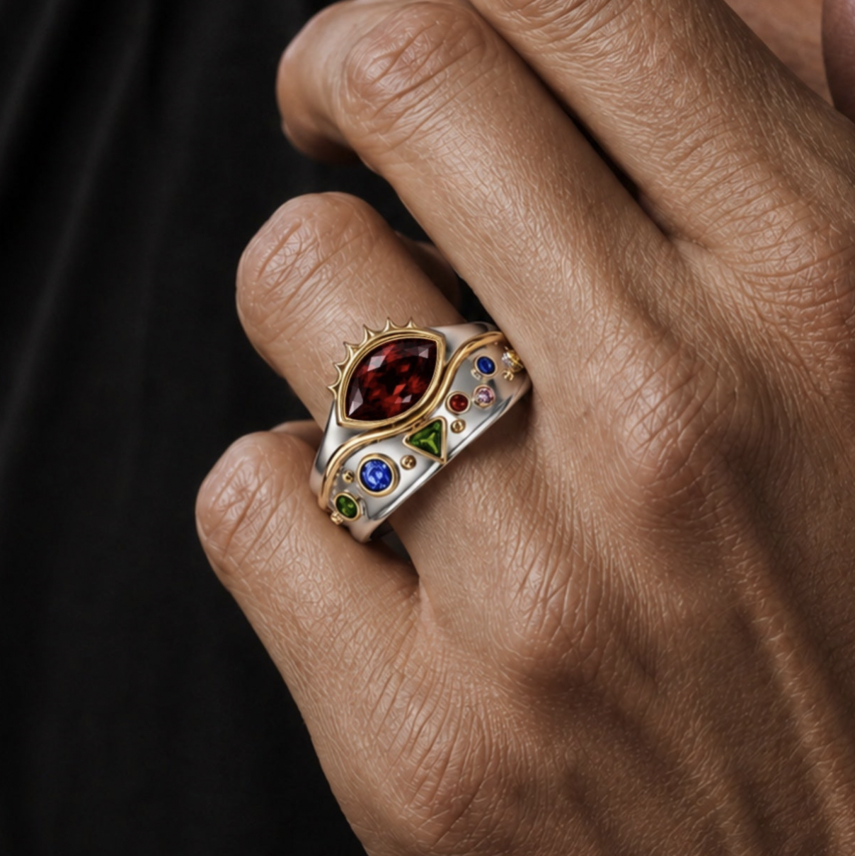 2CTW Marquise Cut Crimson Eye of Radiance Ring-novajew