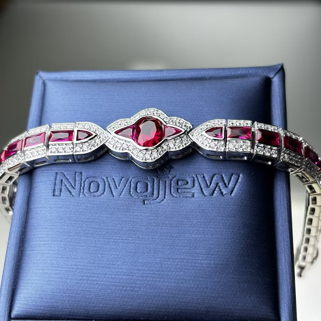 11Ctw Art Deco Style Ruby and Blue Gemstone Bracelet