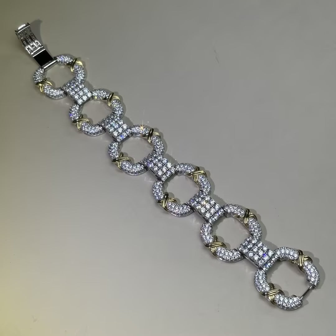 16.5ctw Round Cut X Pattern Chain Gemstone Bracelet