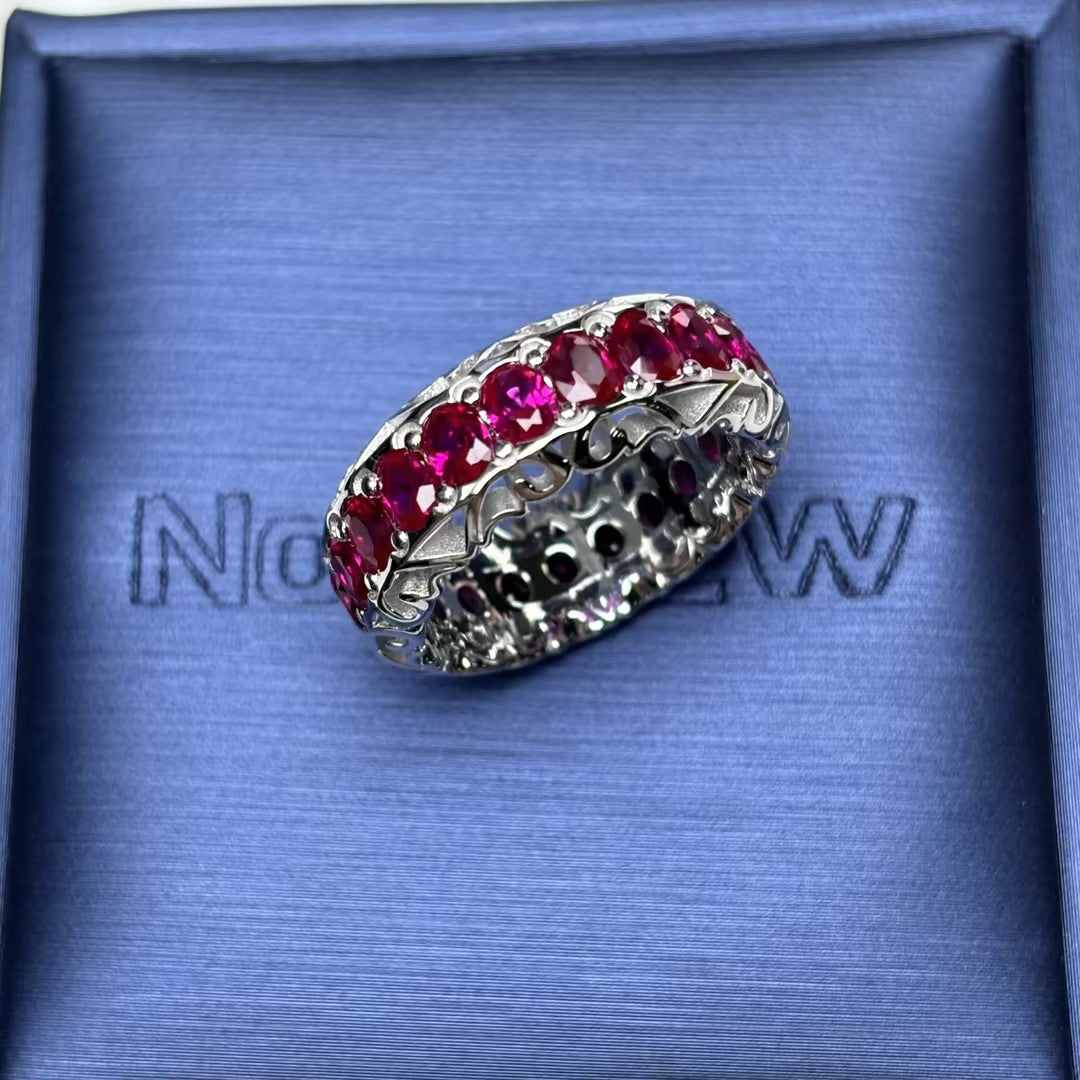 2.5 CTW Oval Ruby Vintage Eternity Ring