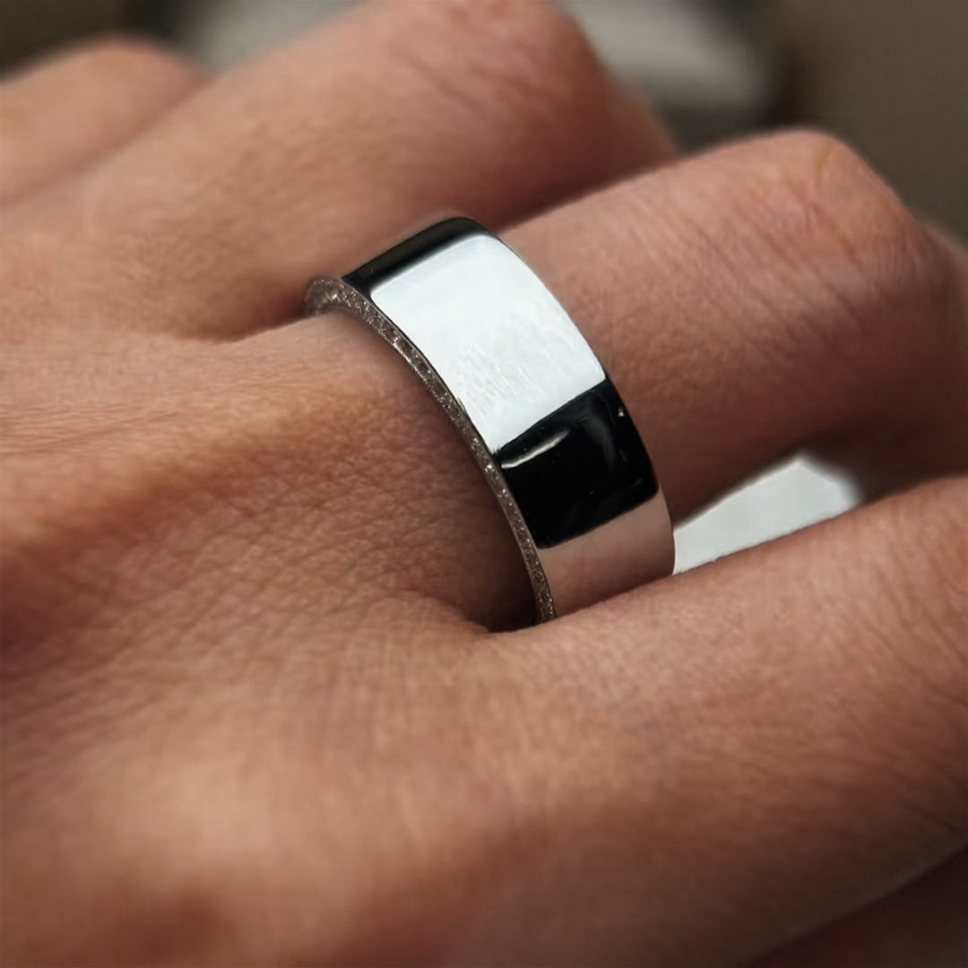 Classic Wide Band with 1ctw Gemstone in the Sides
