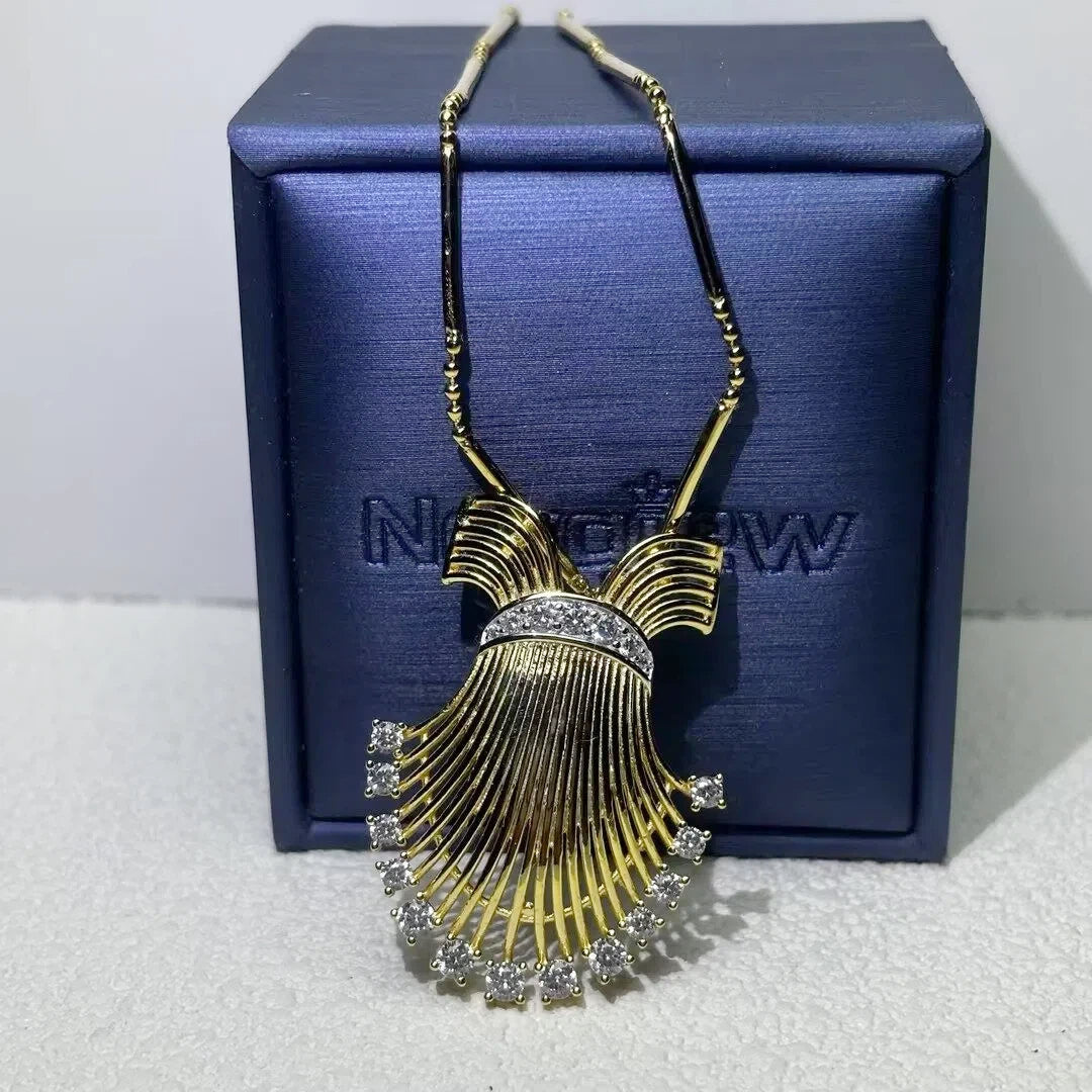 Vintage spiral-shaped gemstone pendant necklace