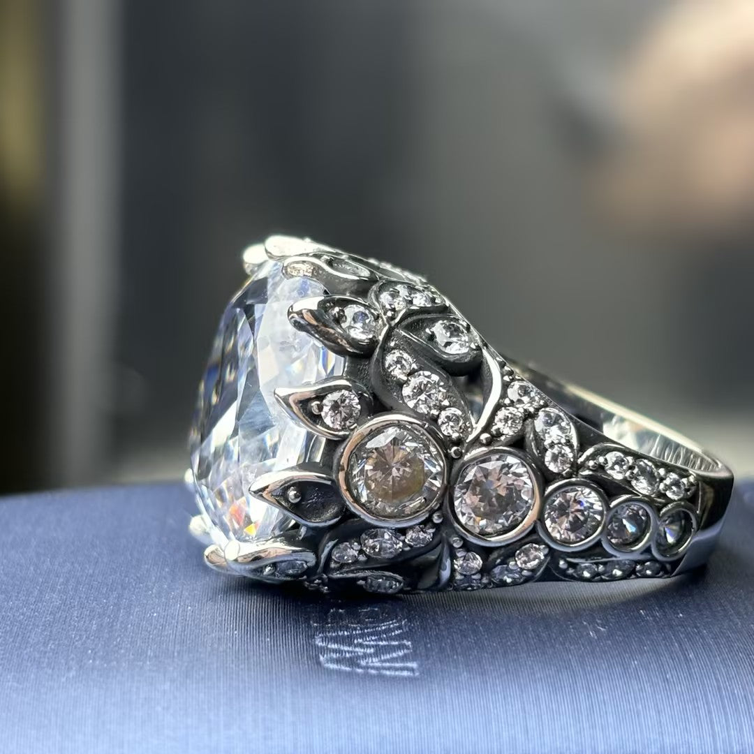13.86Ctw Vintage cushion-cut engagement ring