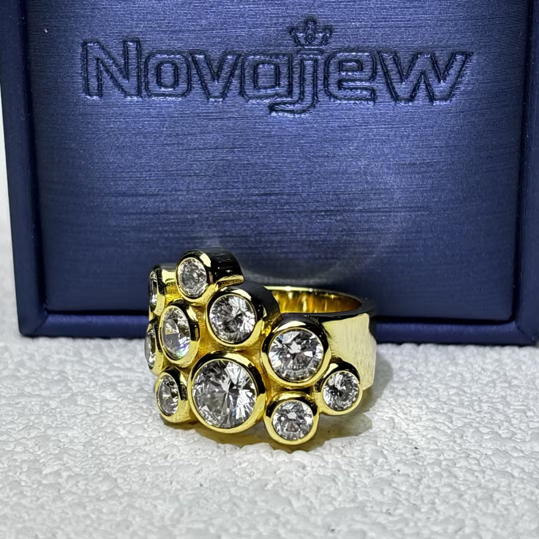 2.0Ctw Round Gemstone Gold Bubble Ring