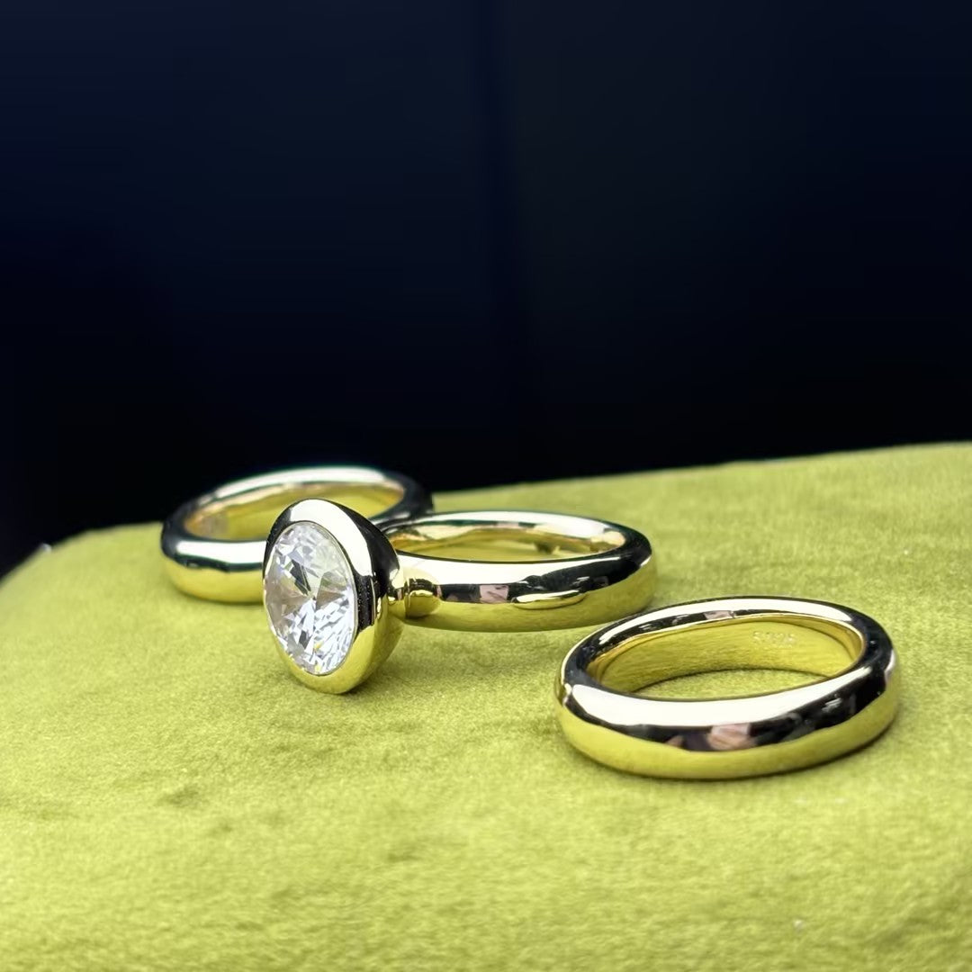 4.0Ct bezel-set wide-bezel gemstone engagement ring