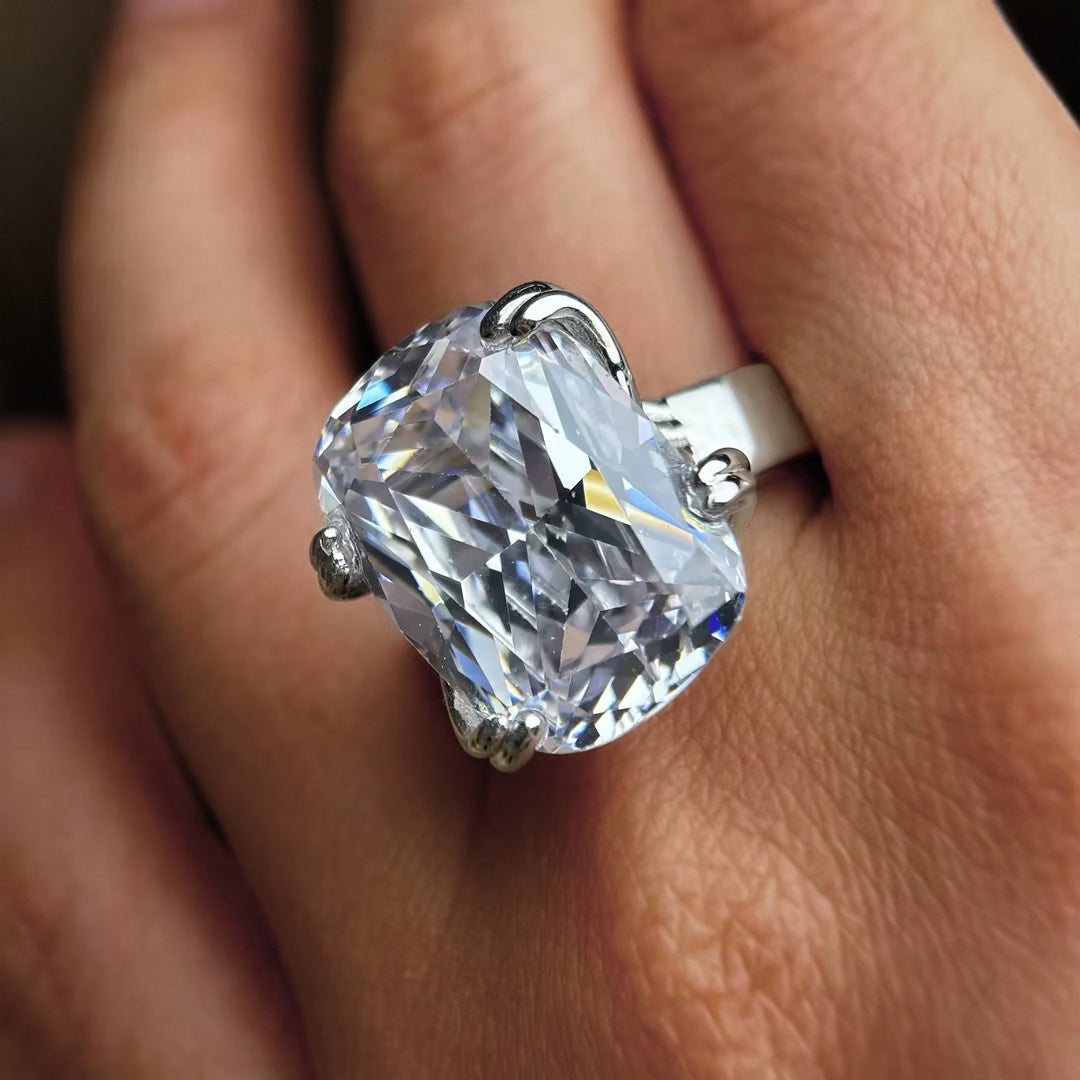 18Ctw Large Cushion-Shaped Solitaire Ring