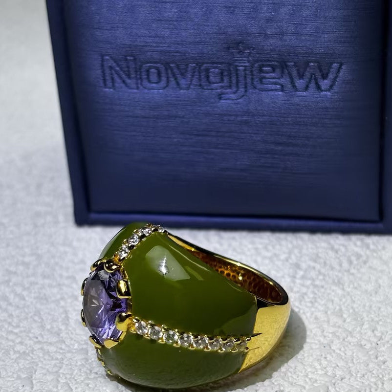 Unique artistic style brightly colored gemstone ring