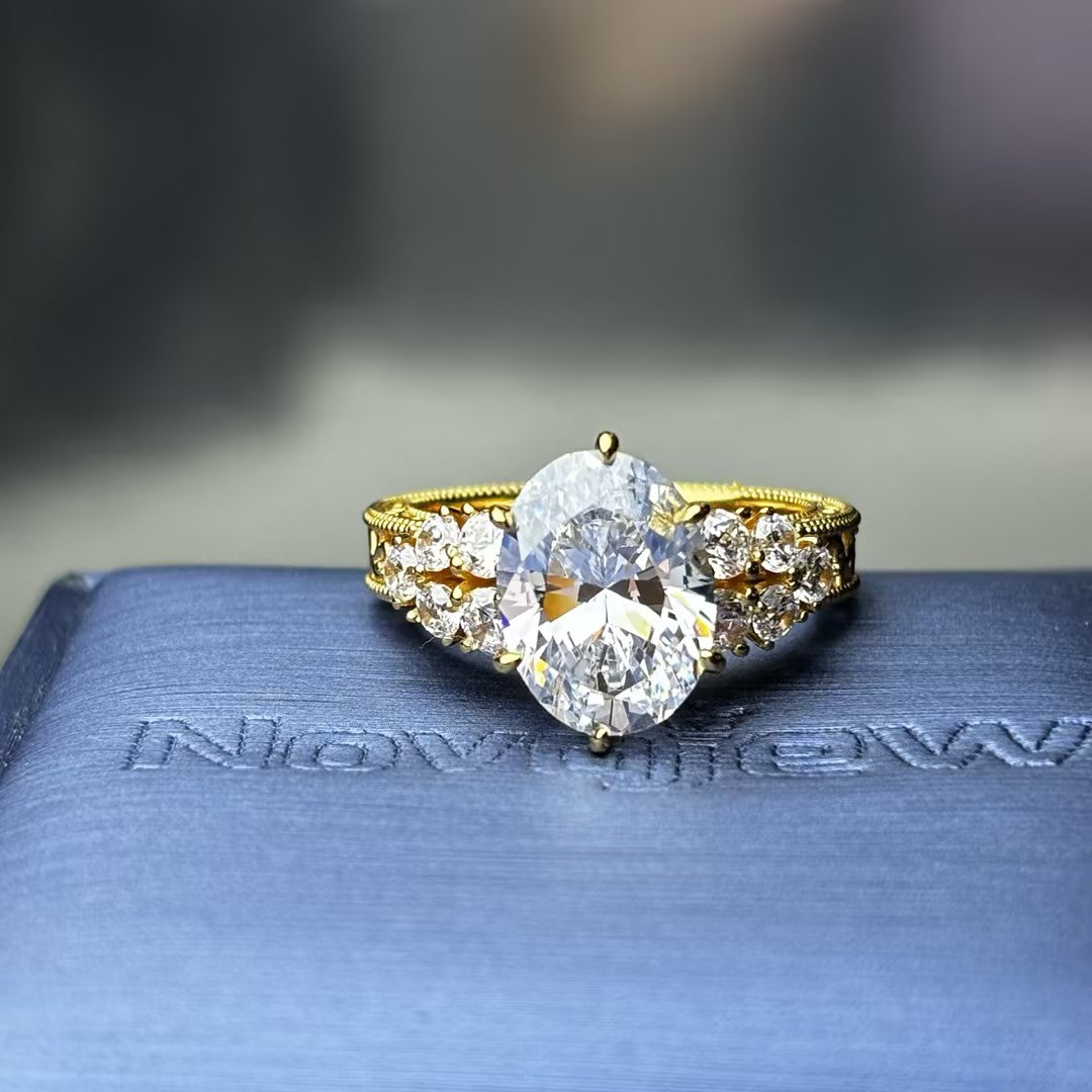 4.0ctw Oval Engraved Ring