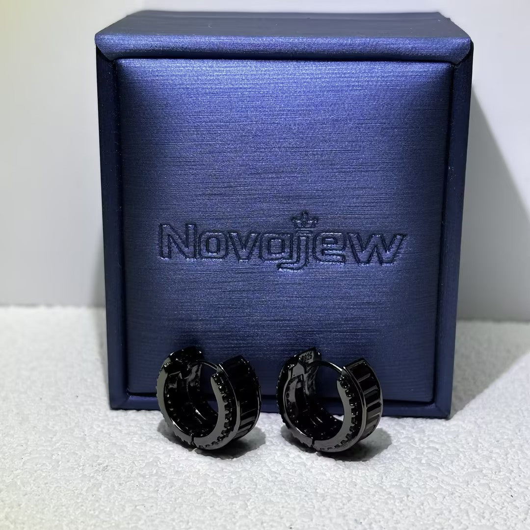 1.6Ctw Rectangular/Round Black Spinel Black Gold Stud Earrings
