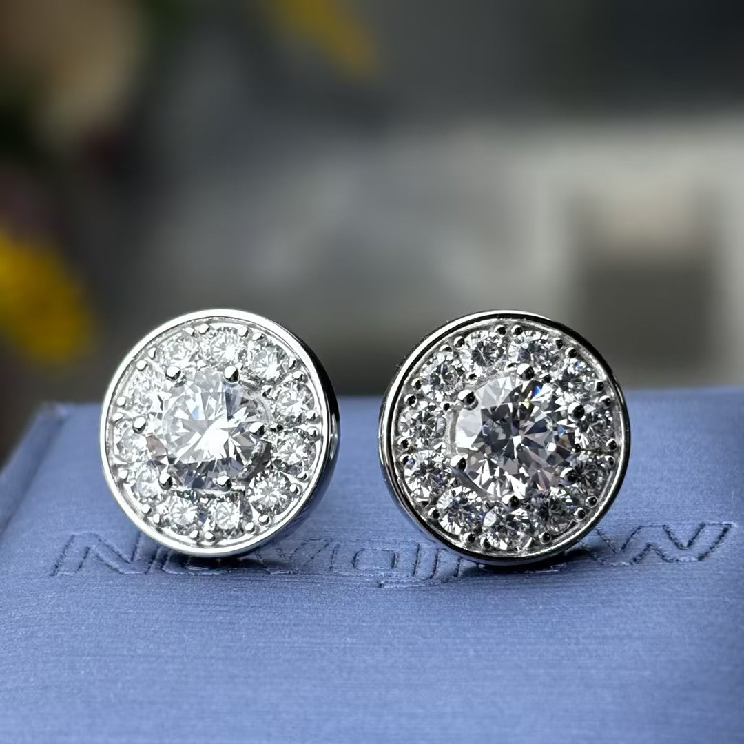 2.5ctw Round Stone Men's Large Earrings
