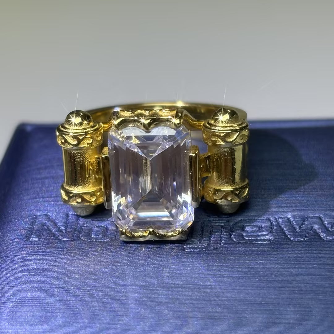 4.0ct Emerald-Cut Bullet-Shaped Ring