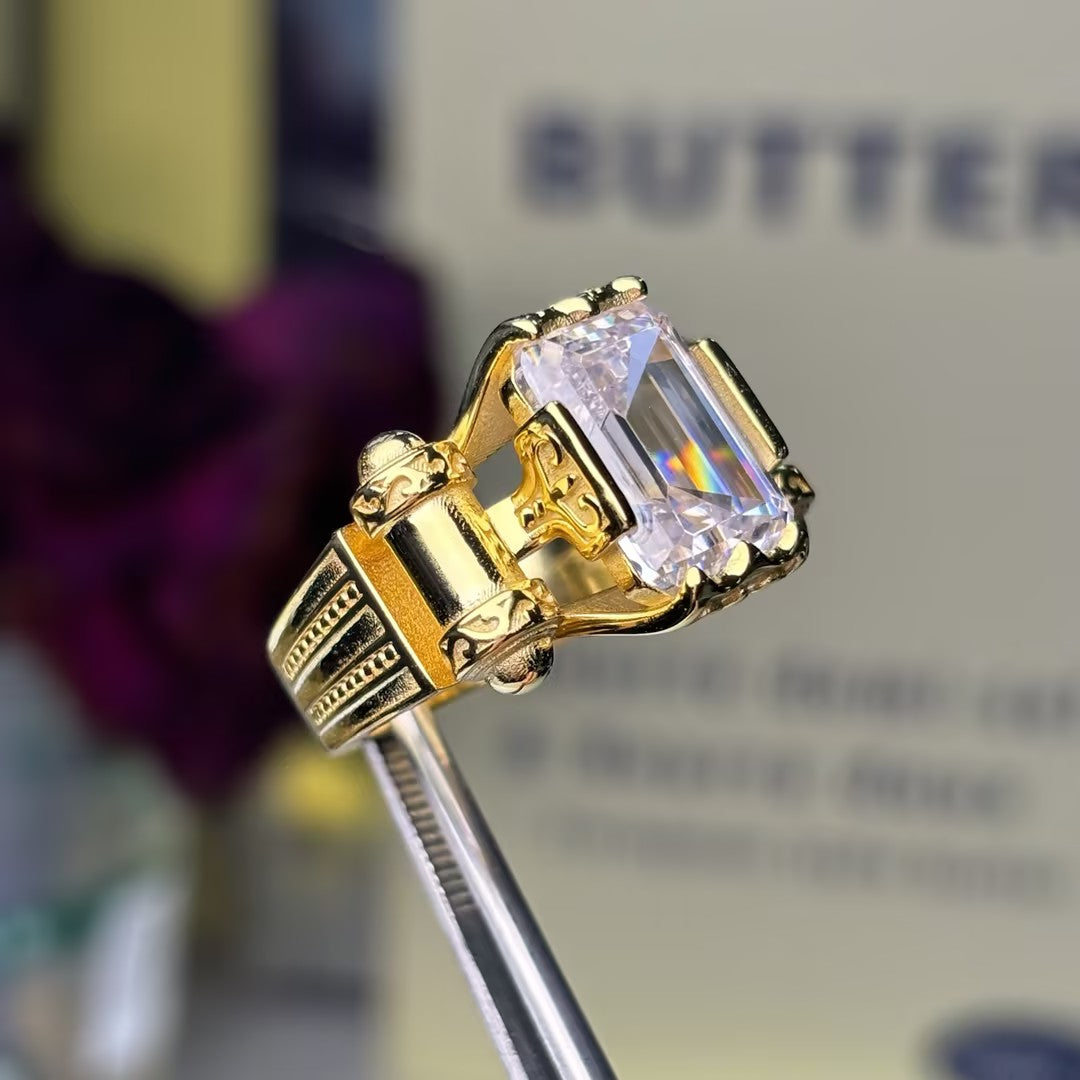 4.0ct Emerald-Cut Bullet-Shaped Ring