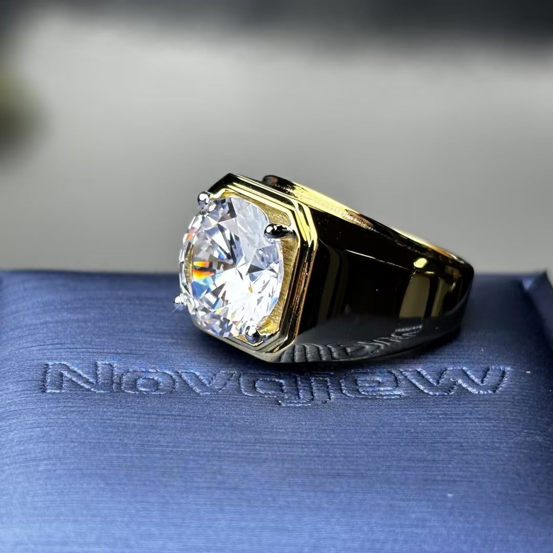 3Ct single round stone men's engagement ring