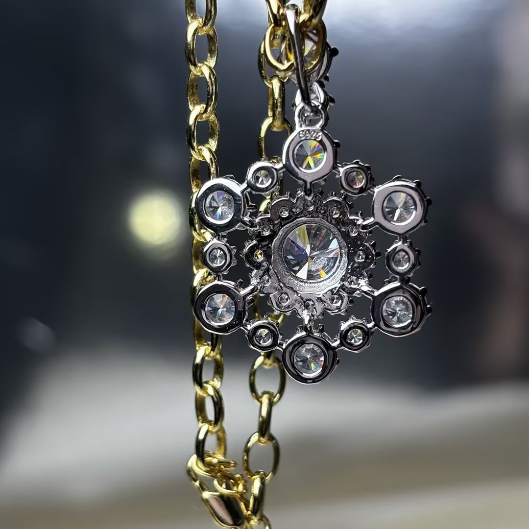 4.25 carat antique gemstone pendant necklace with exquisite old mine cut stones.