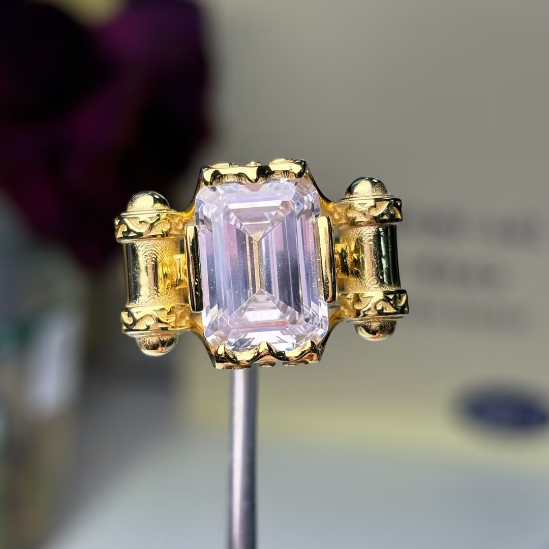 4.0ct Emerald-Cut Bullet-Shaped Ring