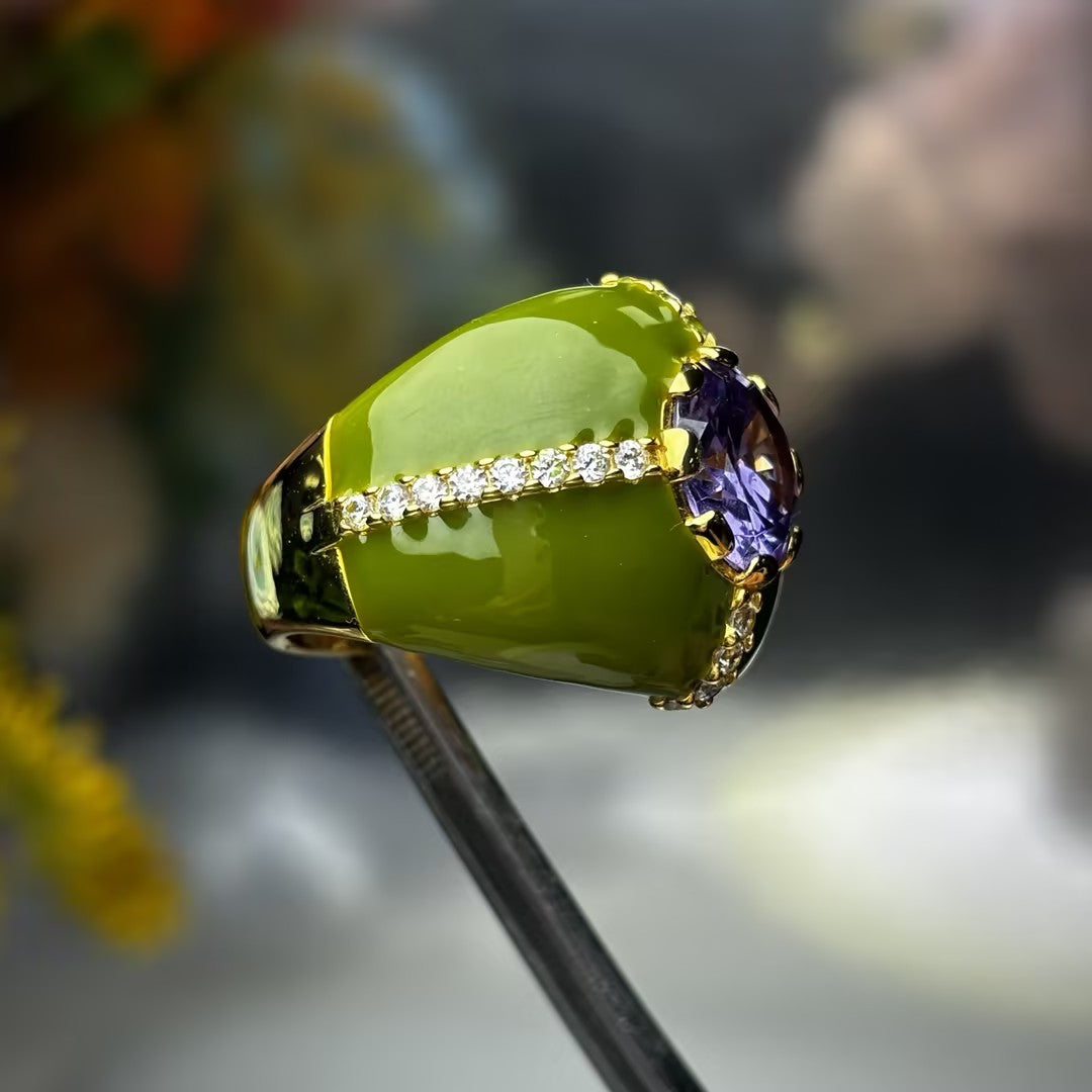 Unique artistic style brightly colored gemstone ring
