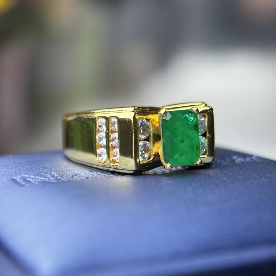 2.53Ctw Emerald Vintage Gemstone Engagement Ring
