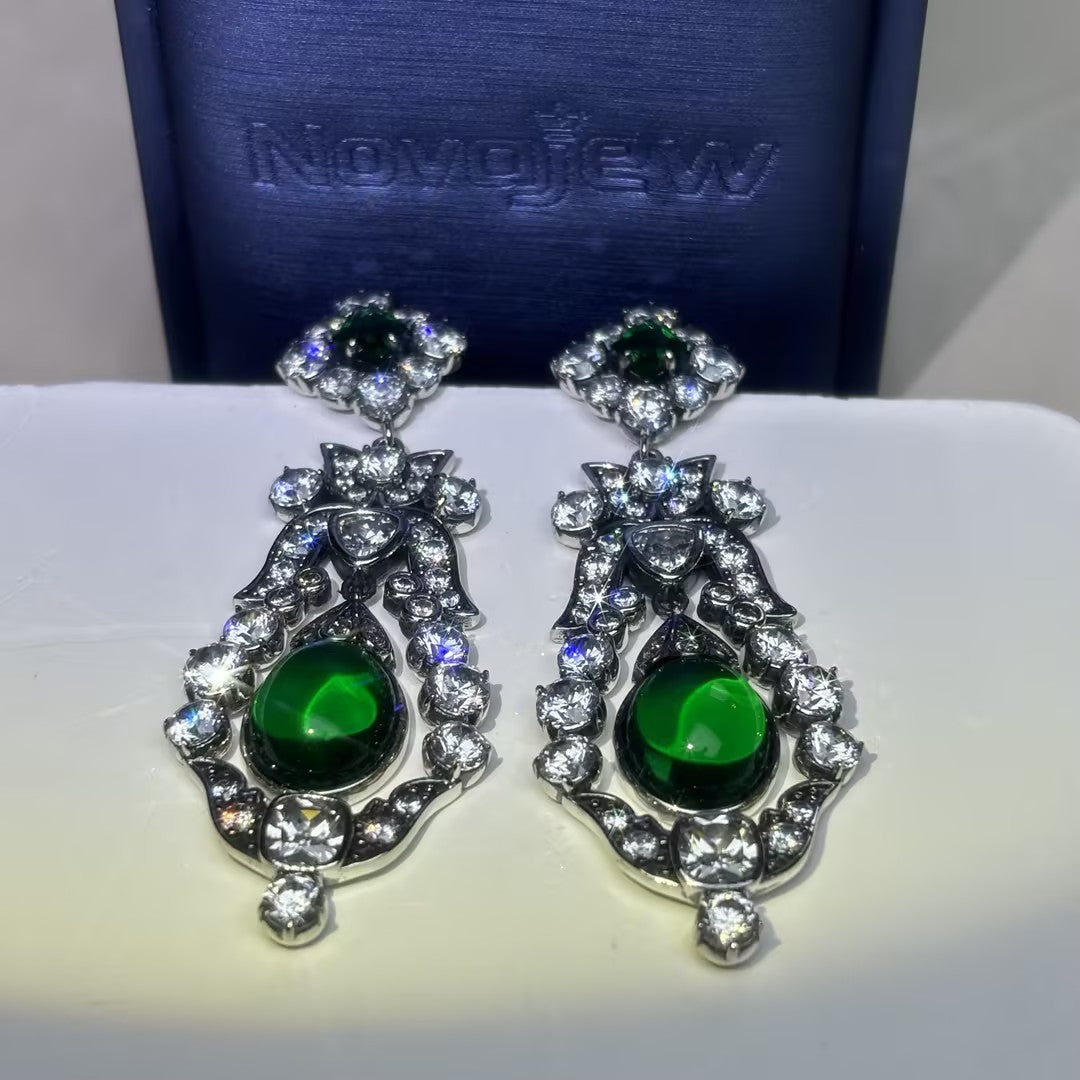 Emerald Brooch and Earring Set