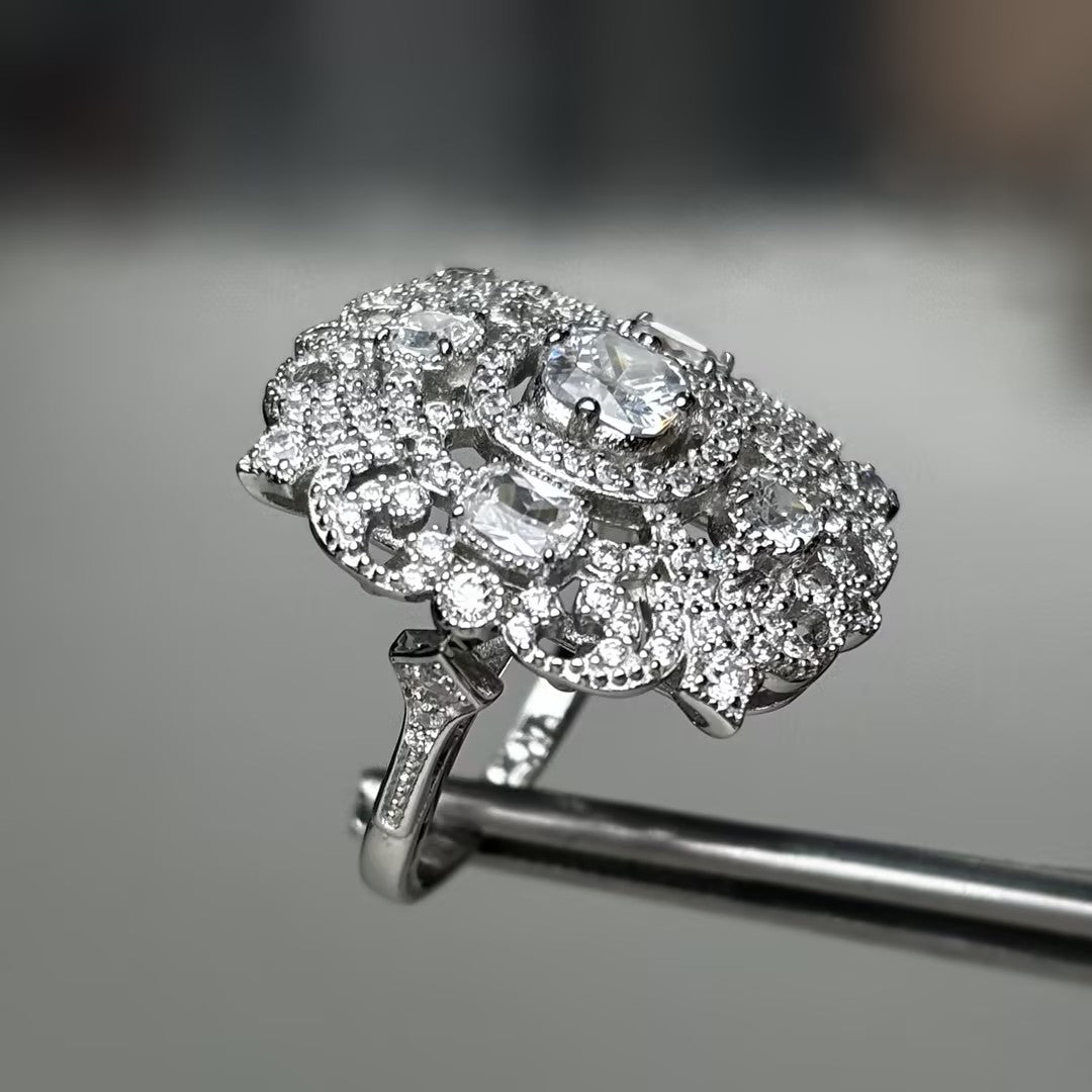 4.2Ctw Vintage Lace Hollow Gemstone Ring