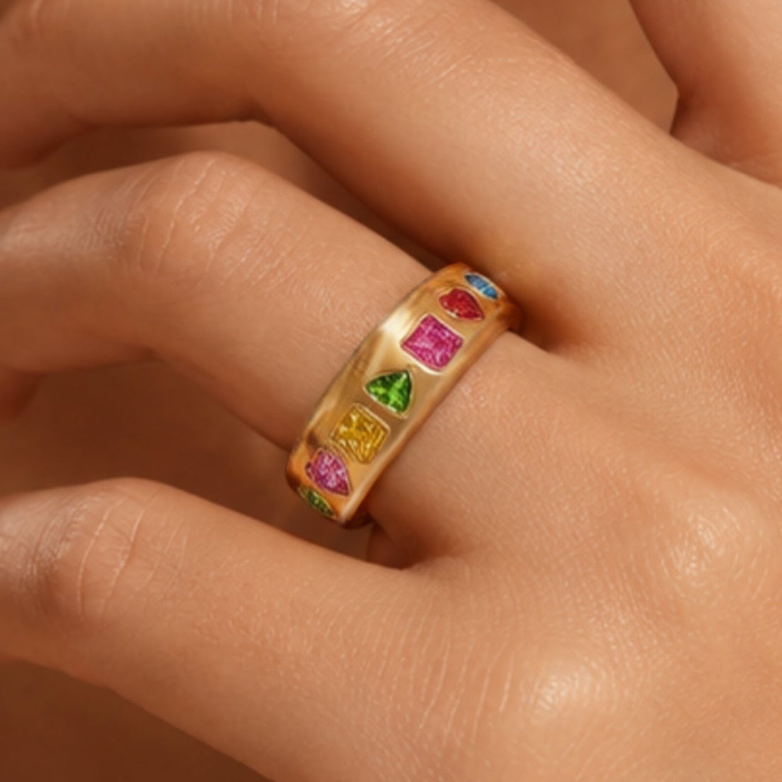 1.5CTW "Colorful Starry Lights" Multi-Gemstone Orbit Ring-novajew