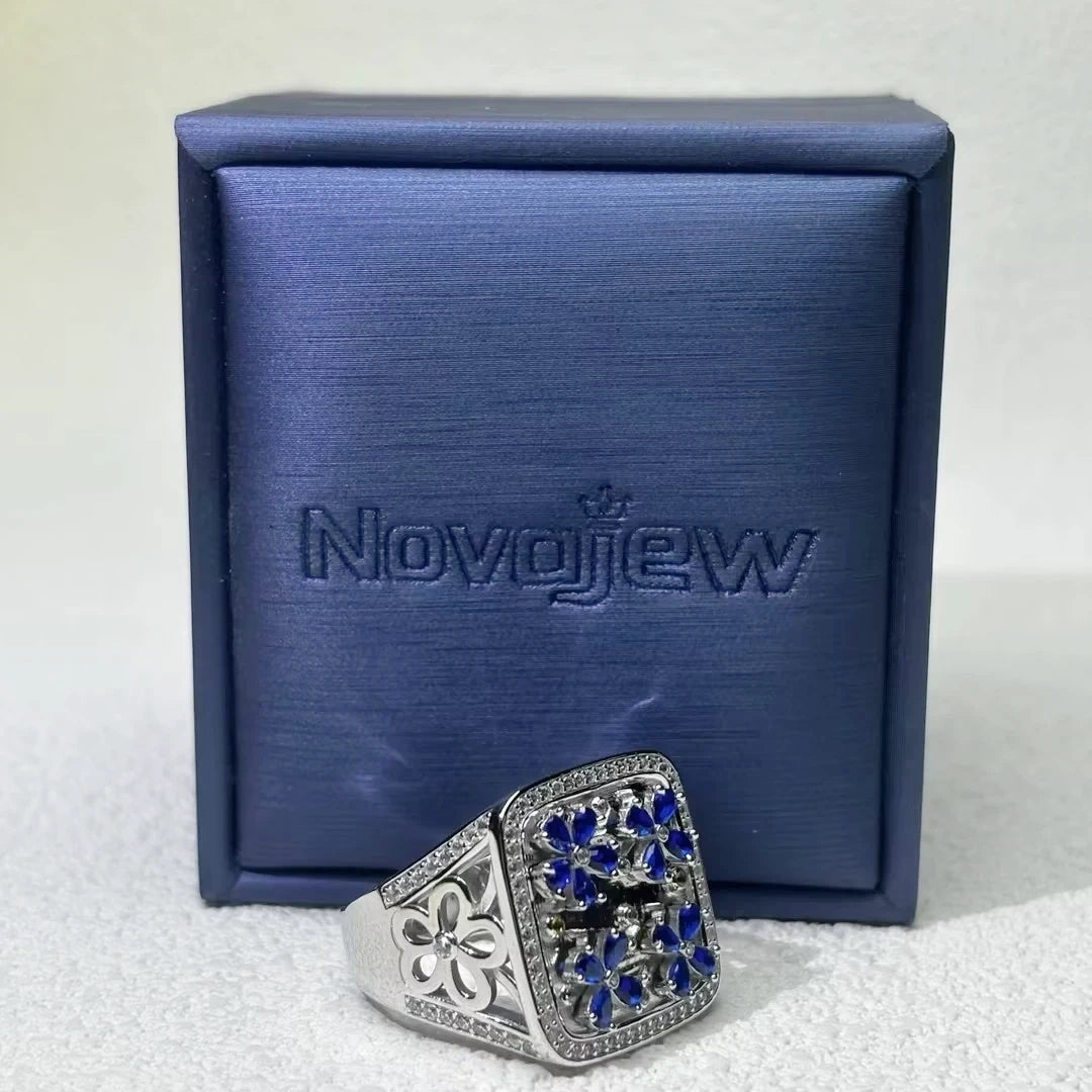 2CTW Pear Cut Blue Cubic Zirconia Elegant 925 Sterling Silver Ring-Novajew