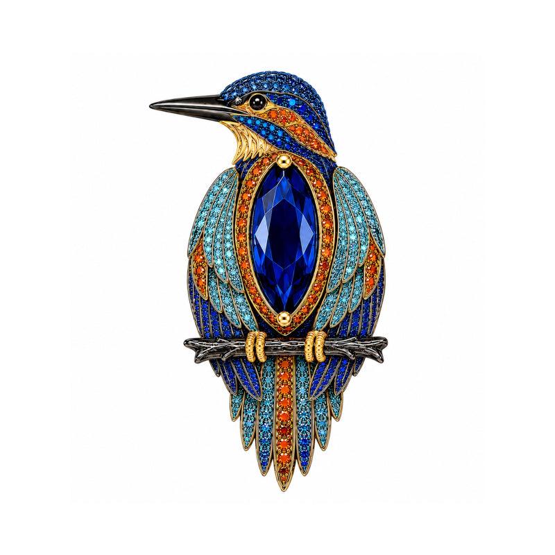 5 ctw Marquise Cut emerald bird gorgeous brooch-novajew