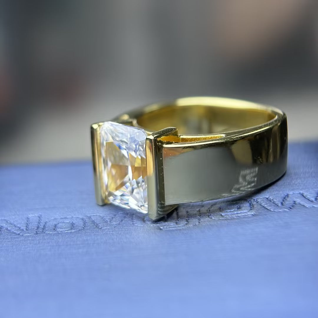 Simple 5 ct Princess Cut White Gemstone Ring for Men and Women