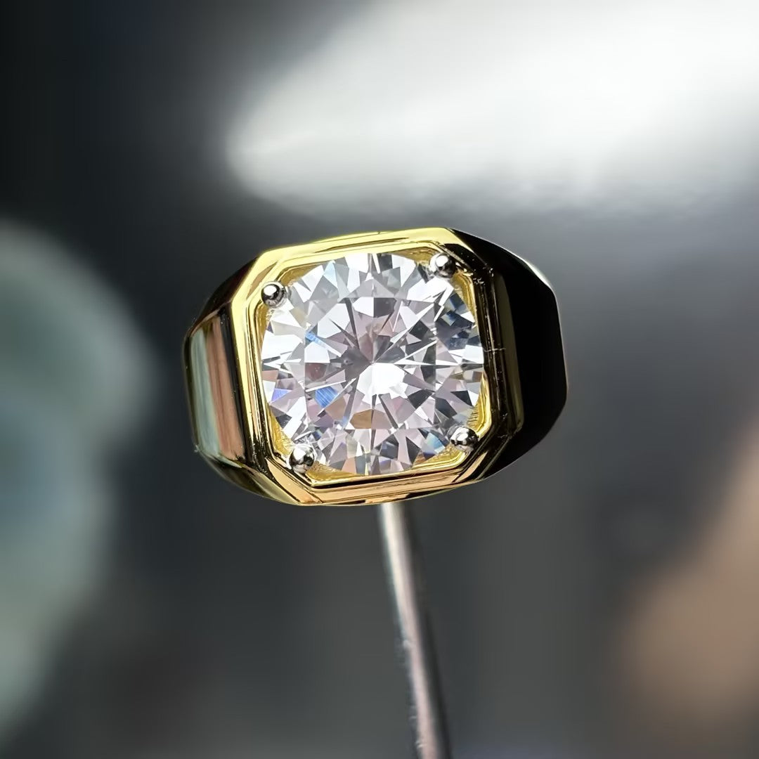 3Ct single round stone men's engagement ring