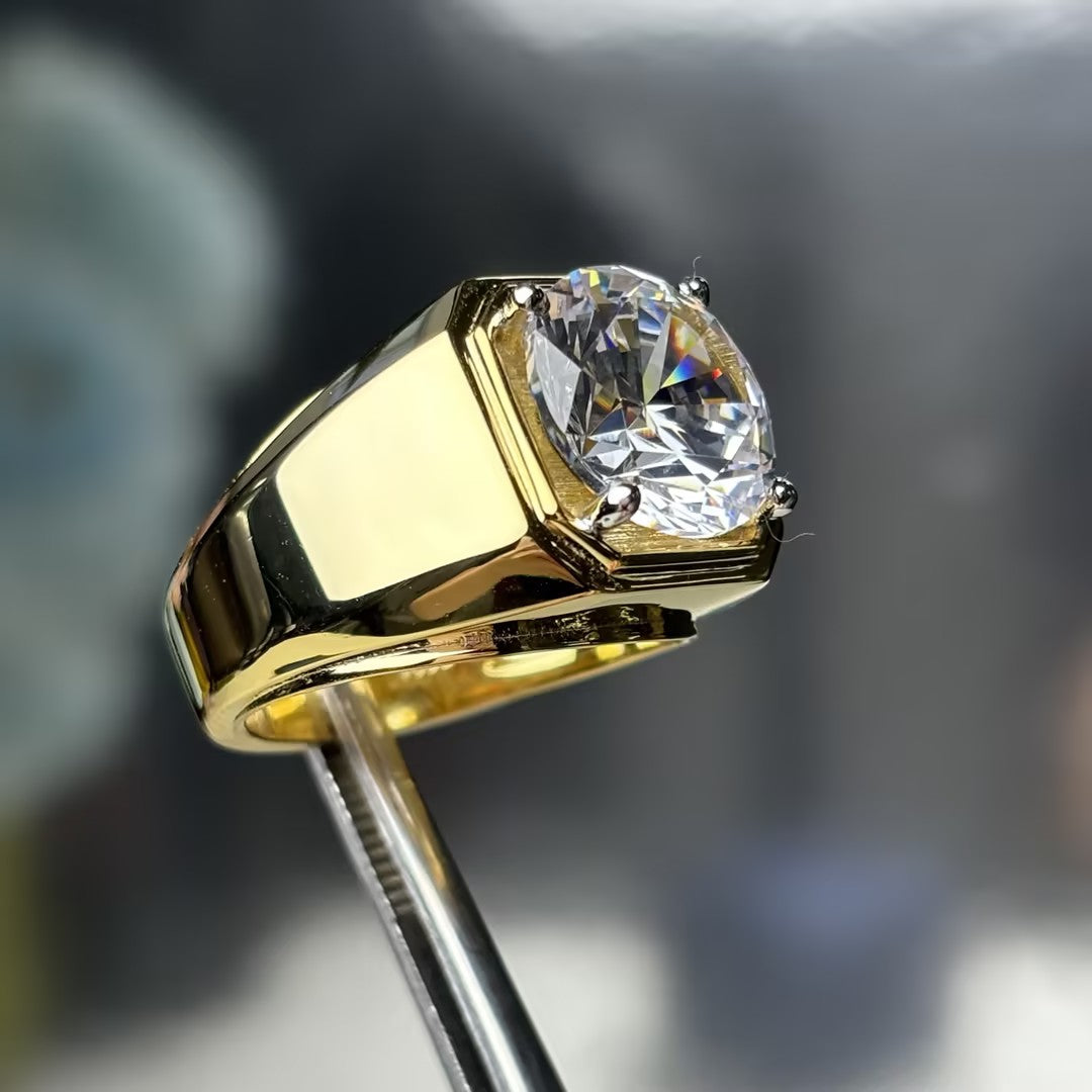 3Ct single round stone men's engagement ring