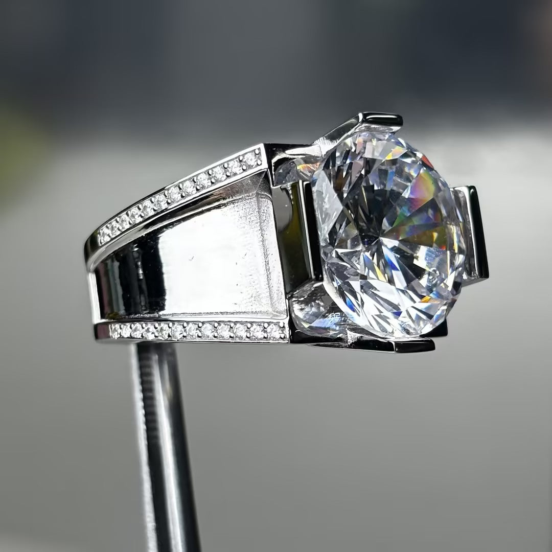 9.25Ctw round-cut men's gemstone engagement ring